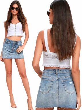 NWOT Free People We The Free Montauk Denim Mini Skirt 29 / 8 Coastal Cowgirl